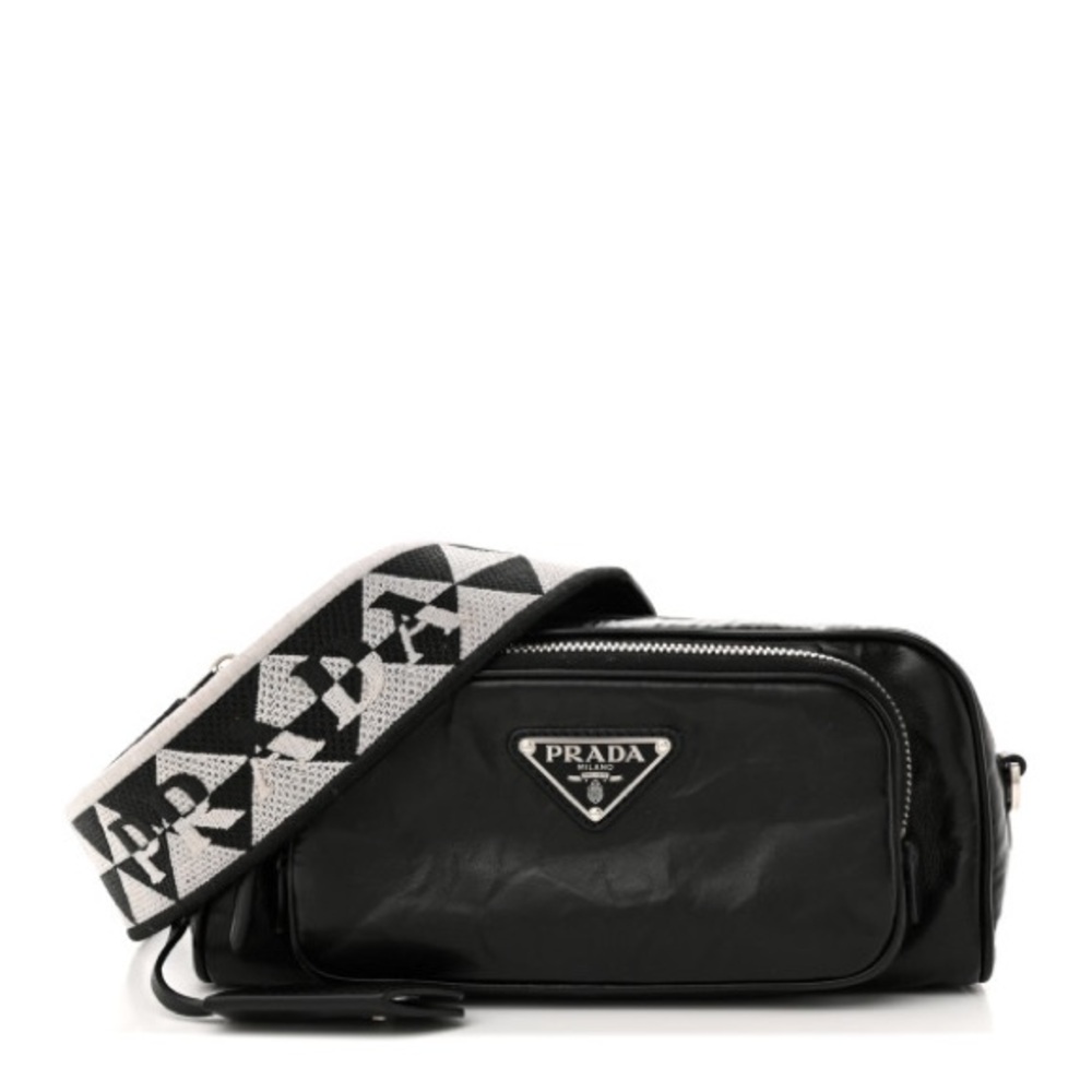 AUTHENTIC Nappa Antique Multi-Pocket Shoulder Bag Black